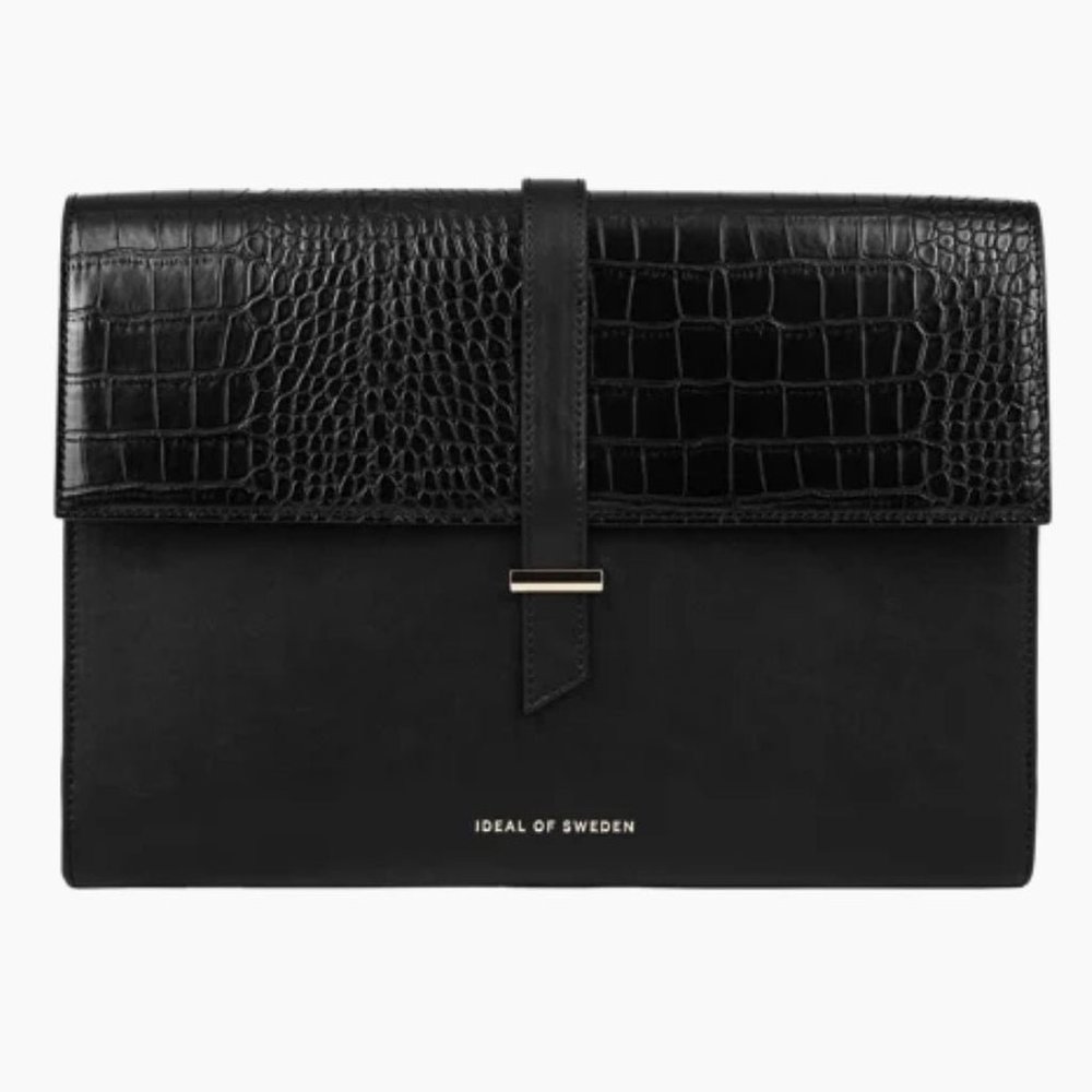 Ideal of Sweden Black Croco Embossed Laptop Case